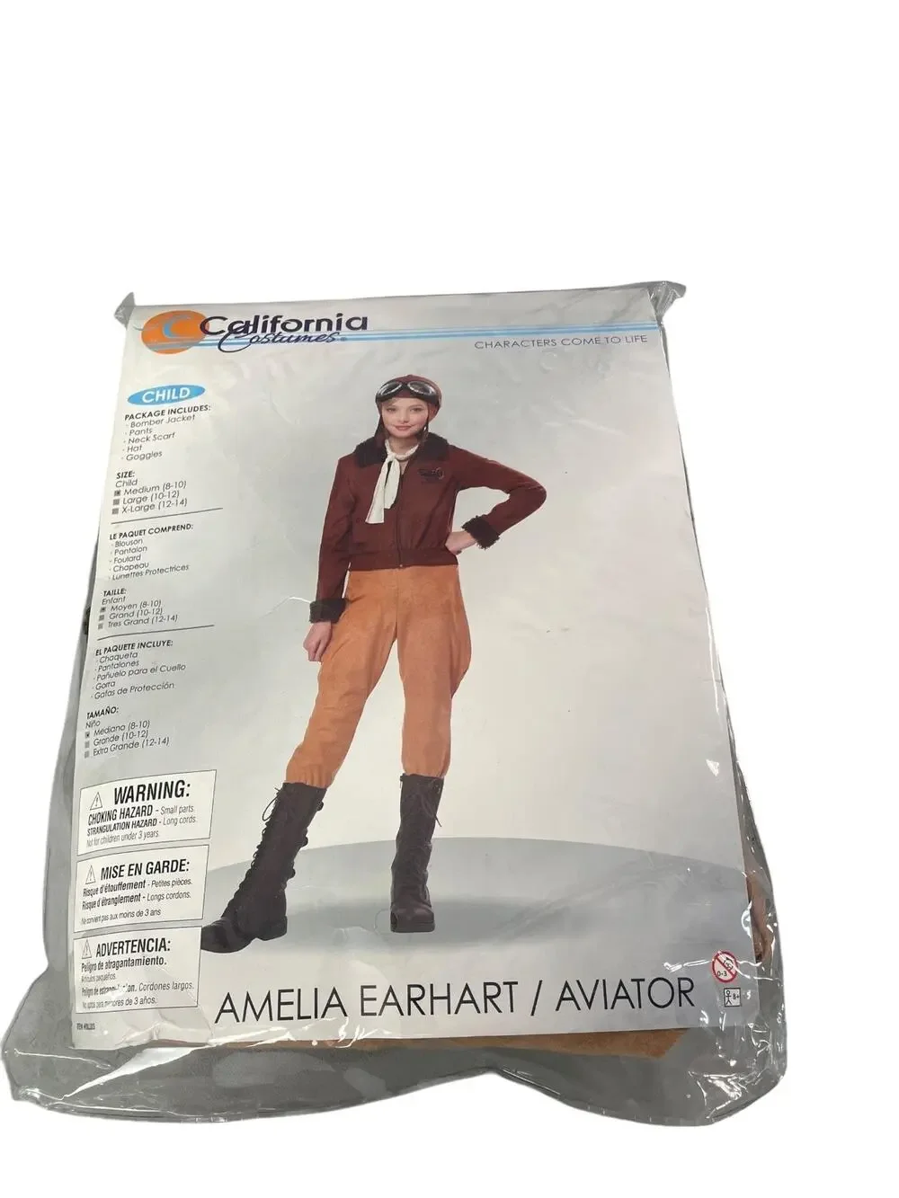 California Costumes Youth Medium 8-10 Amelia Earhart Aviator Costume 5 Pieces